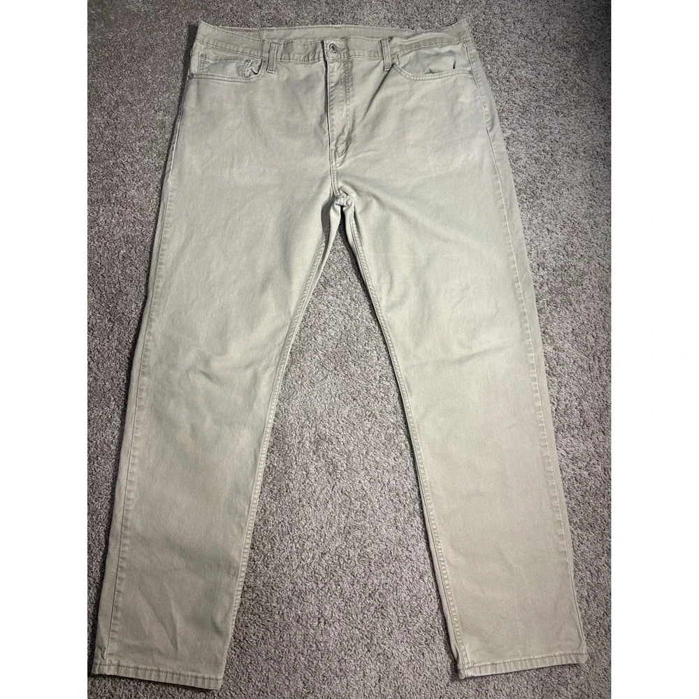 Levis 502 Athletic Taper Khaki Tan Chino Pants Mens 42X36 Stretch Cotton Denim